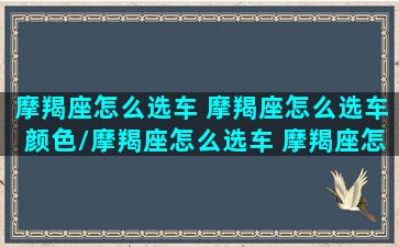 摩羯座怎么选车 摩羯座怎么选车颜色/摩羯座怎么选车 摩羯座怎么选车颜色-我的网站